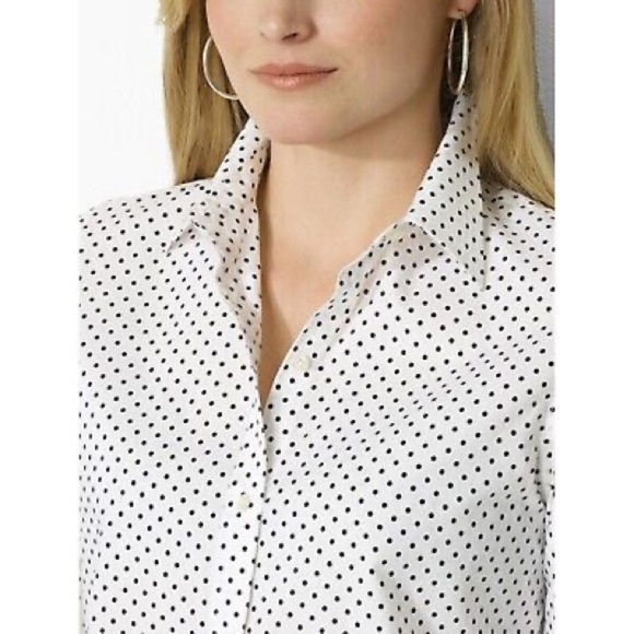 Lauren Ralph Lauren Polka Dot Button-down, Size M - Picture 2 of 12